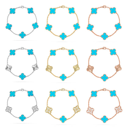 [OAK JURI] CLOVER 5 MOTIF TURQUOISE BRACELET COLLECTION