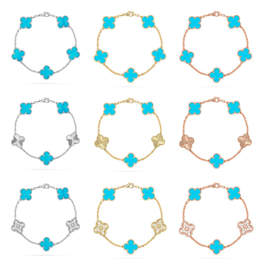 [OAK JURI] CLOVER 5 MOTIF TURQUOISE BRACELET COLLECTION
