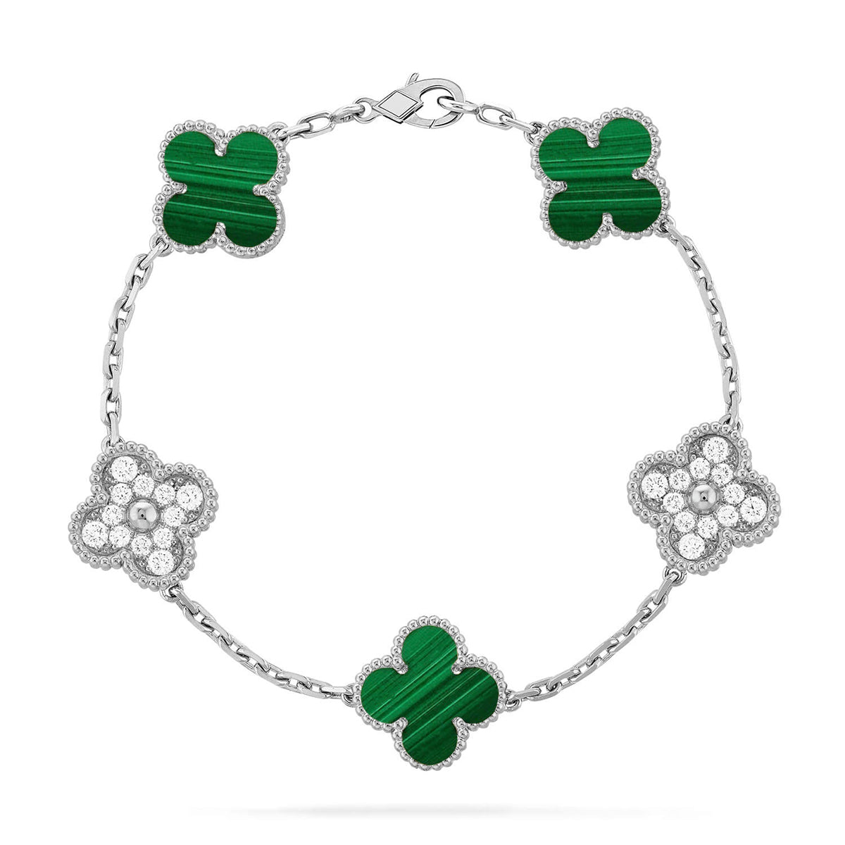 [OAK JURI] CLOVER 5 MOTIF MALACHITE BRACELET COLLECTION