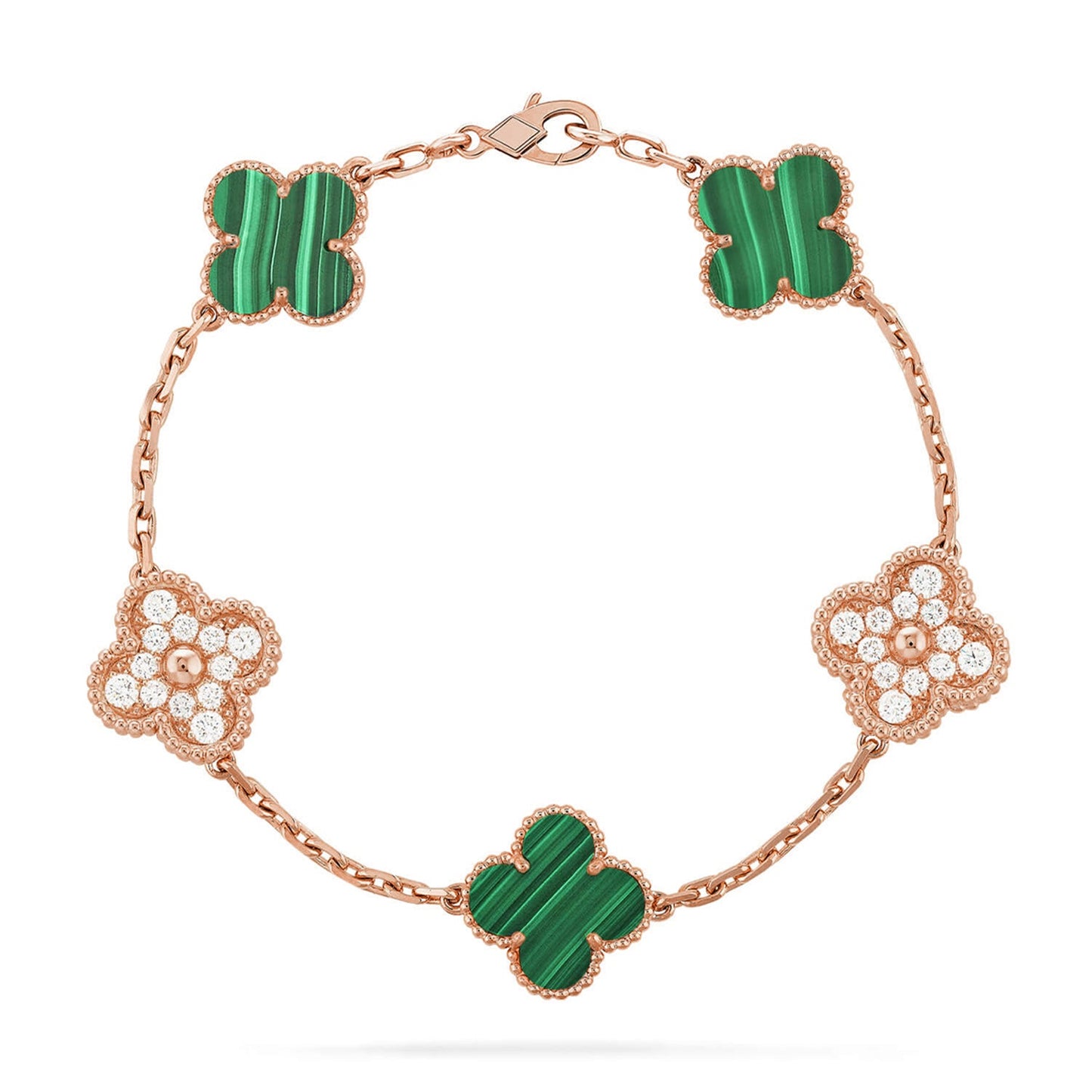 [OAK JURI] CLOVER 5 MOTIF MALACHITE BRACELET COLLECTION