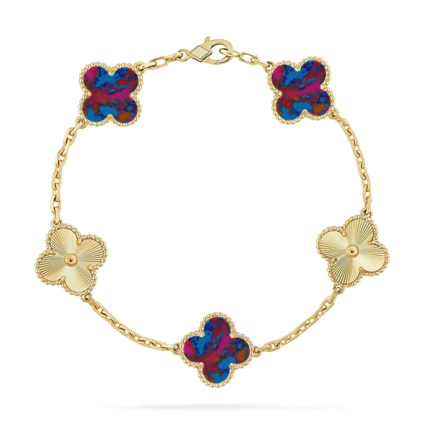 [OAK JURI]CLOVER 5 MOTIF COLOR GEMSTONES BRACELET COLLECTION