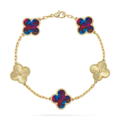 [OAK JURI]CLOVER 5 MOTIF COLOR GEMSTONES BRACELET COLLECTION