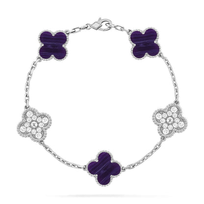 [OAK JURI]CLOVER 5 MOTIF PURPLE STRIPES BRACELET COLLECTION