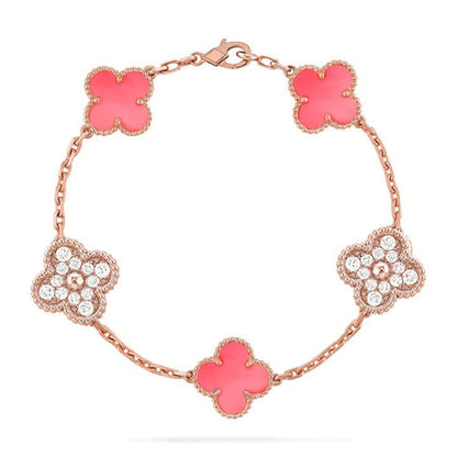[OAK JURI] CLOVER 5 MOTIFS  PINK MOP BRACELET COLLECTION