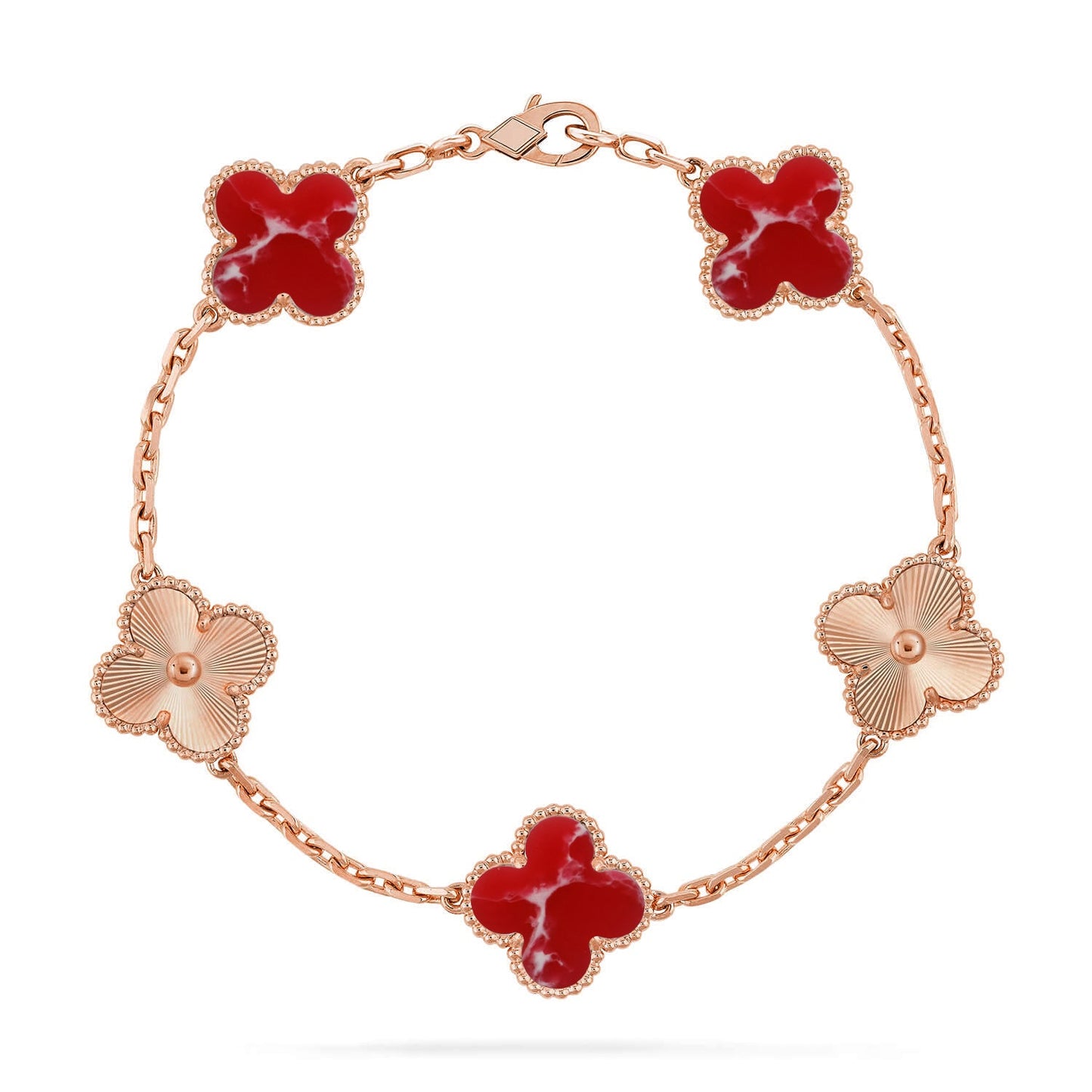[OAK JURI]CLOVER 5 MOTIF RED PATTERN BRACELET COLLECTION