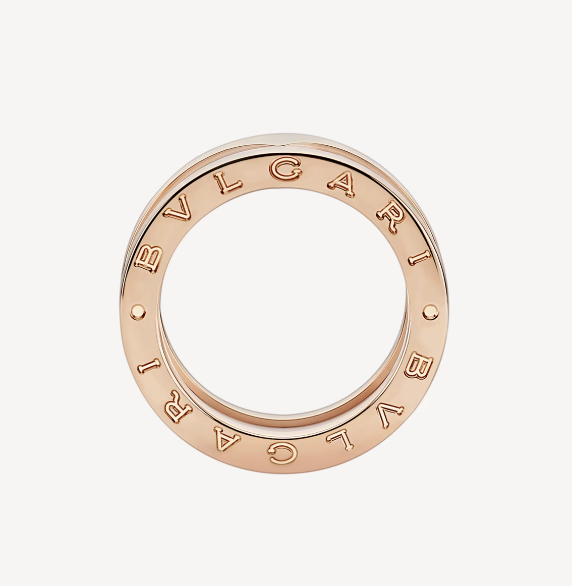 [OAK JURI]ZERO 1 TWO-BAND LOOPS AND WHITE CERAMIC SPIRAL PINK GOLD RING