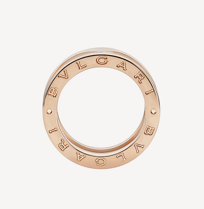 [OAK JURI]ZERO 1 TWO-BAND LOOPS AND WHITE CERAMIC SPIRAL PINK GOLD RING
