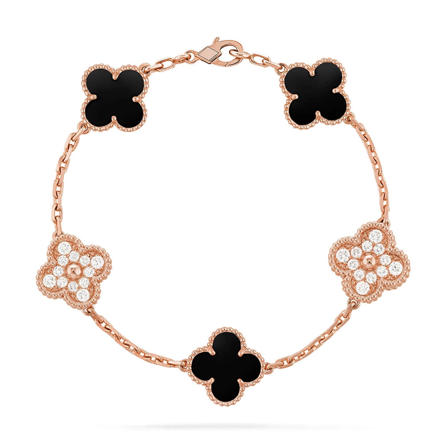[OAK JURI] CLOVER 5 MOTIF ONYXS BRACELET COLLECTION