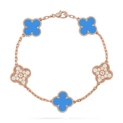 [OAK JURI] CLOVER 5 MOTIF BLUE AGATE BRACELET COLLECTION