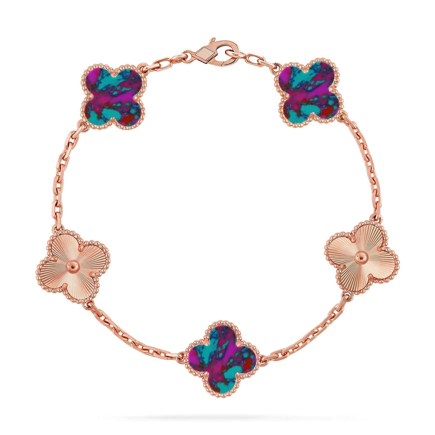 [OAK JURI]CLOVER 5 MOTIF COLOR GEMSTONES BRACELET COLLECTION