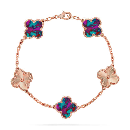 [OAK JURI]CLOVER 5 MOTIF COLOR GEMSTONES BRACELET COLLECTION