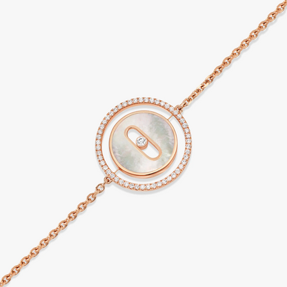 [OAK JURI]LUCKY MOVE WHITE MOTHER OF PEARL PINK GOLD DIAMOND BRACELET