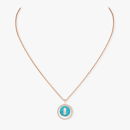 [OAK JURI]LUCKY MOVE 1 DIAMOND TURQUOISE PINK GOLD DIAMOND NECKLACE