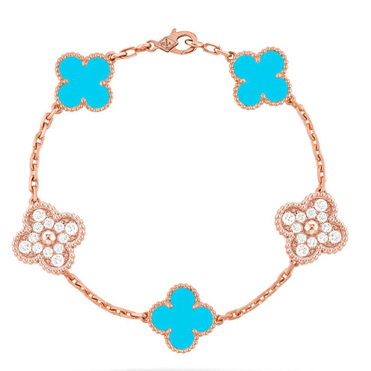 [OAK JURI] CLOVER 5 MOTIF TURQUOISE BRACELET COLLECTION