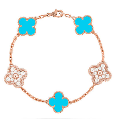 [OAK JURI] CLOVER 5 MOTIF TURQUOISE BRACELET COLLECTION