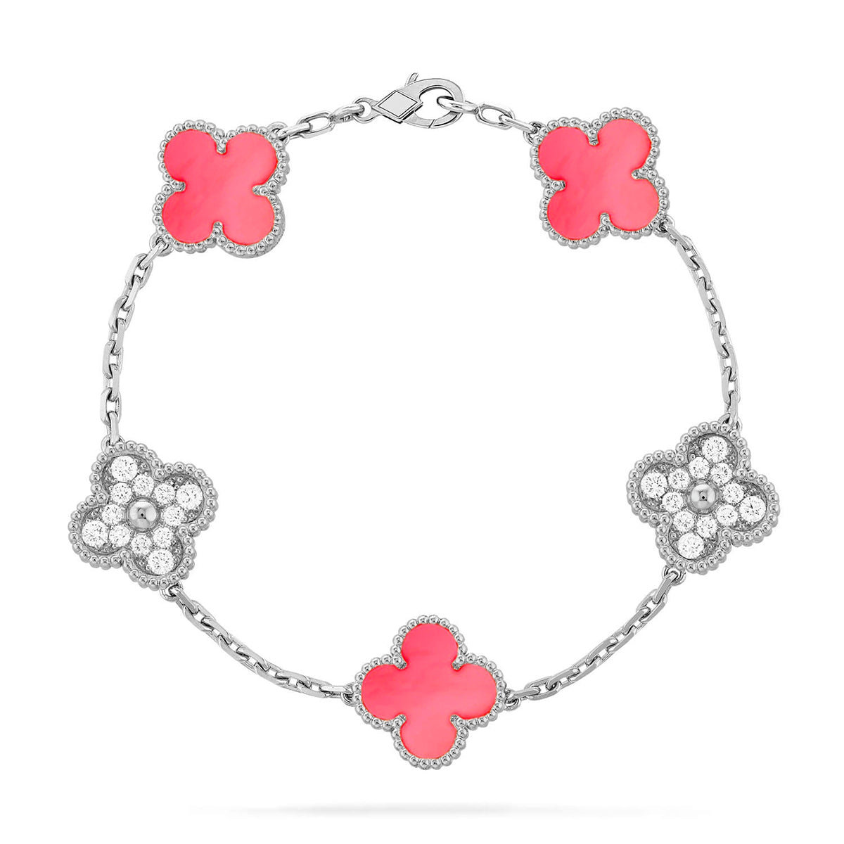 [OAK JURI] CLOVER 5 MOTIFS  PINK MOP BRACELET COLLECTION
