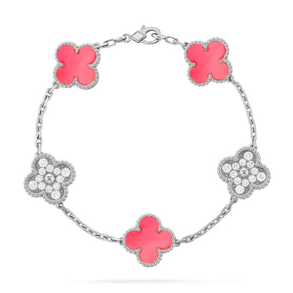 [OAK JURI] CLOVER 5 MOTIFS  PINK MOP BRACELET COLLECTION