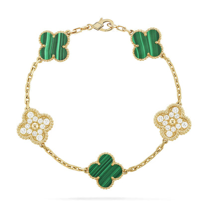 [OAK JURI] CLOVER 5 MOTIF MALACHITE BRACELET COLLECTION