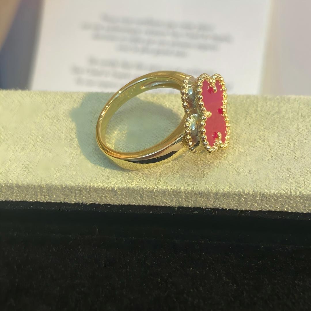 [OAK JURI]NEW CLOVER PINK ENAMEL RINGS