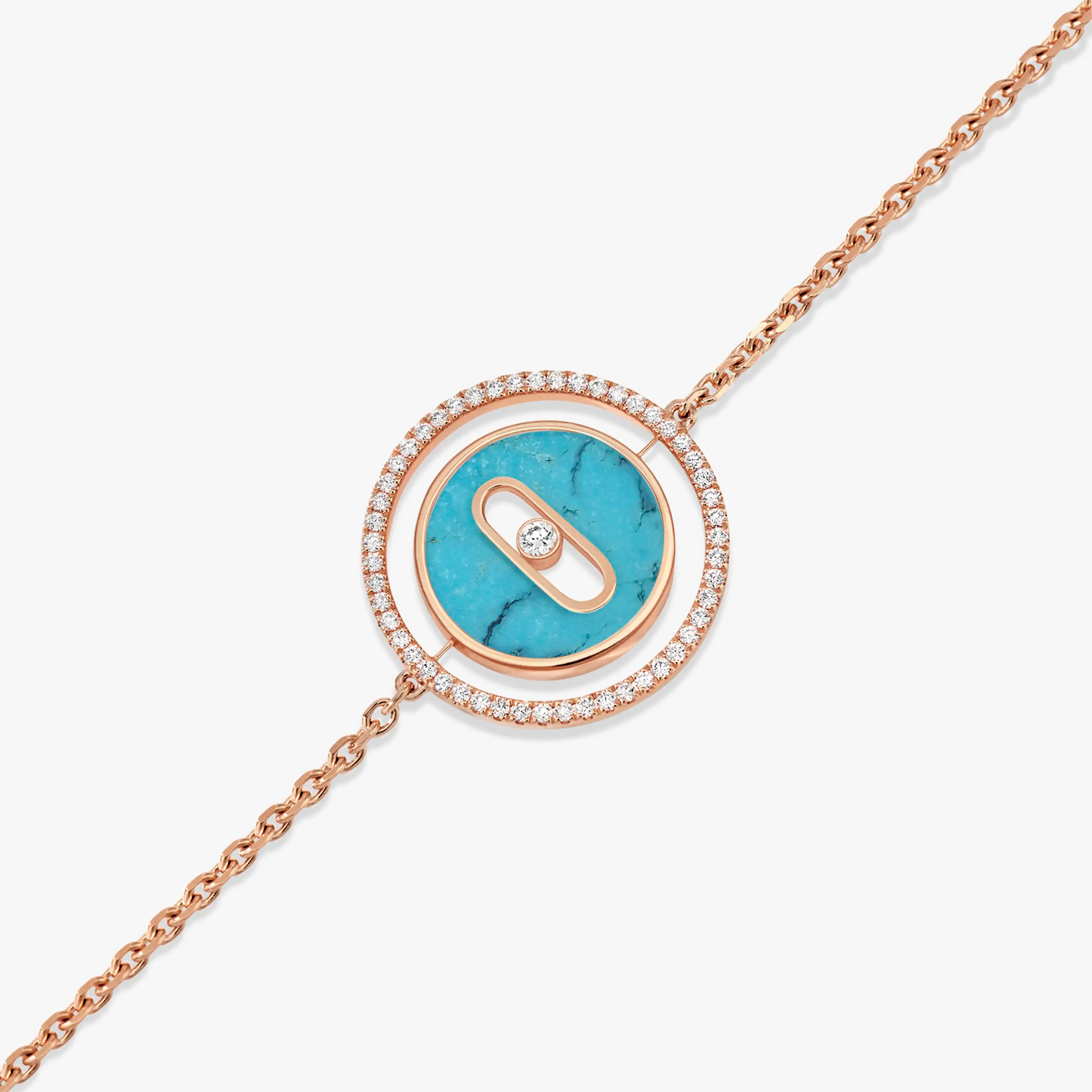 [OAK JURI]LUCKY MOVE TURQUOISE PINK GOLD DIAMOND BRACELET