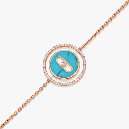 [OAK JURI]LUCKY MOVE TURQUOISE PINK GOLD DIAMOND BRACELET