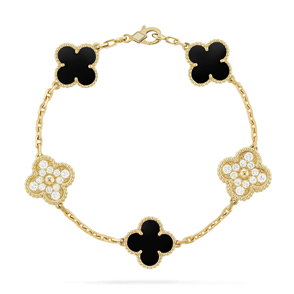 [OAK JURI] CLOVER 5 MOTIF ONYXS BRACELET COLLECTION