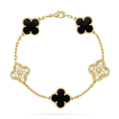 [OAK JURI] CLOVER 5 MOTIF ONYXS BRACELET COLLECTION