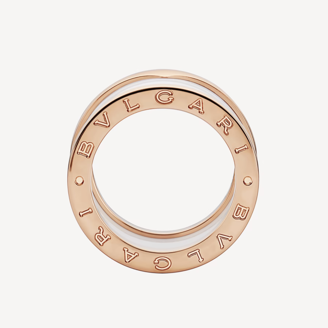 [OAK JURI]ZERO 1 FOUR-BAND LOOPS AND WHITE CERAMIC SPIRAL PINK GOLD RING