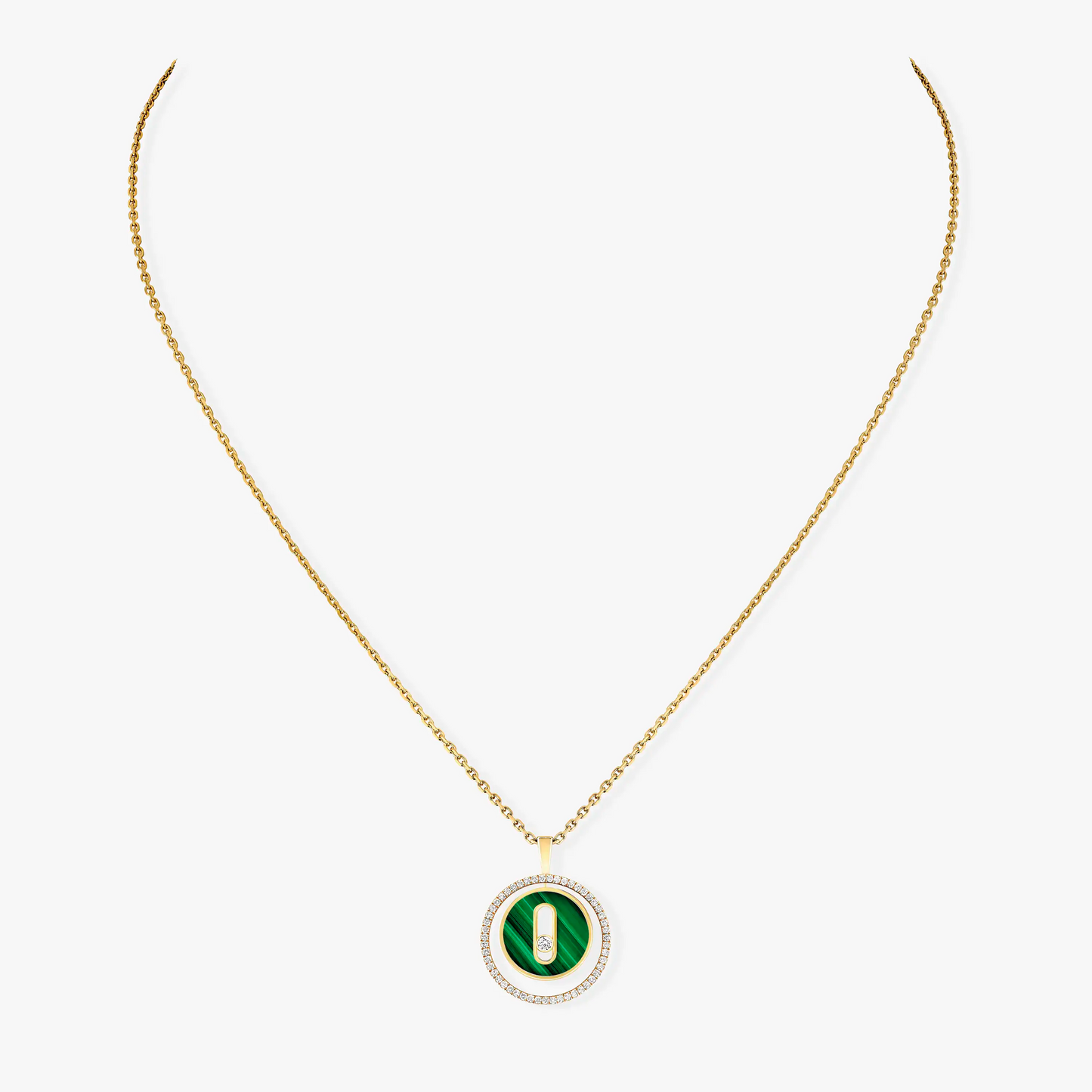 [OAK JURI]LUCKY MOVE 1 DIAMOND MALACHITE GOLD DIAMOND NECKLACE