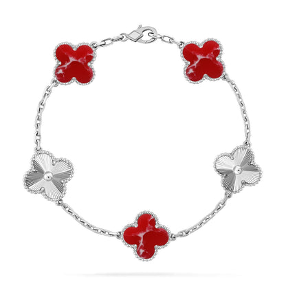 [OAK JURI]CLOVER 5 MOTIF RED PATTERN BRACELET COLLECTION