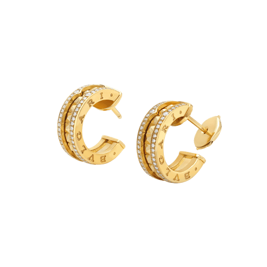 [OAK JURI]ZERO 1 ROCK GOLD EARRINGS WITH STUDDED SPIRAL AND PAVED DIAMONDS