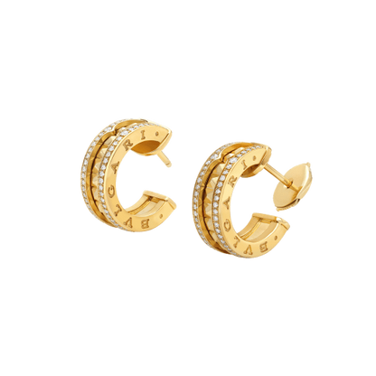 [OAK JURI]ZERO 1 ROCK GOLD EARRINGS WITH STUDDED SPIRAL AND PAVED DIAMONDS