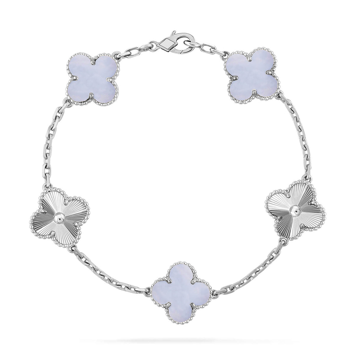 [OAK JURI] CLOVER 5 MOTIF PURPLE CHALCEDONY BRACELET COLLECTION