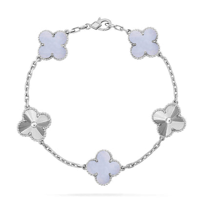 [OAK JURI] CLOVER 5 MOTIF PURPLE CHALCEDONY BRACELET COLLECTION