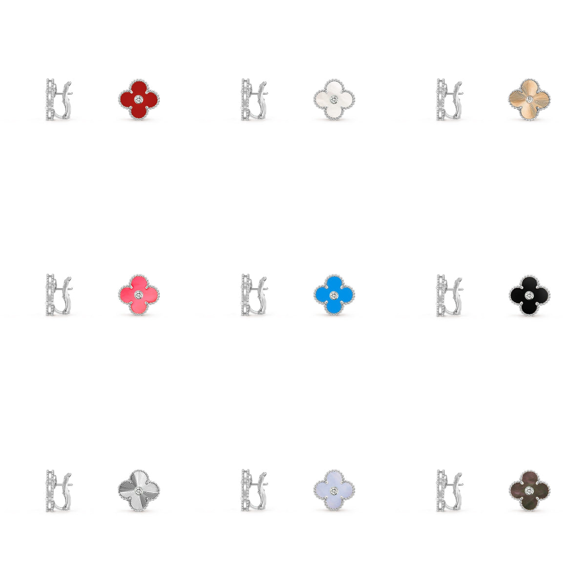 [OAK JURI]CLOVER SILVER 15MM MOP DIAMOND EARRINGS COLLECTION