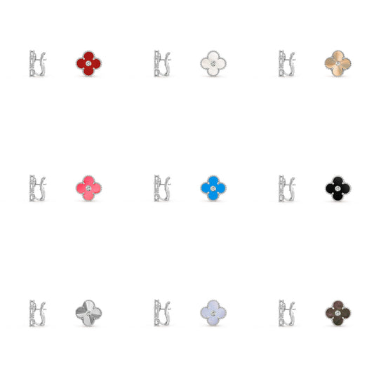 [OAK JURI]CLOVER SILVER 15MM MOP DIAMOND EARRINGS COLLECTION