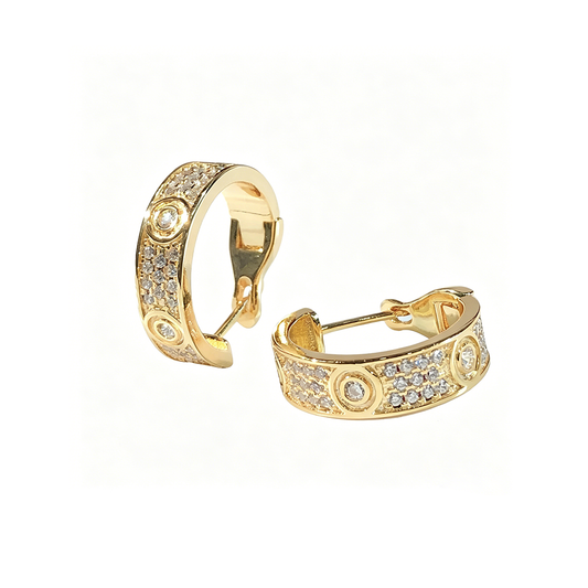 [OAK JURI]LOVE 5.5MM DIAMOND PAVED EARRINGS