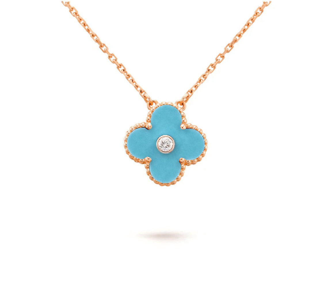 [OAK JURI]CLOVER 15MM DIAMOND SINGLE FLOWER NECKLACE COLLECTION