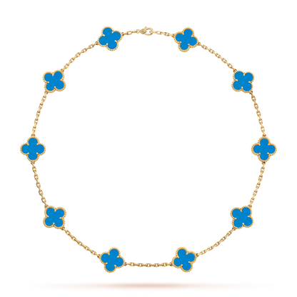 [OAK JURI]CLOVER 10 MOTIFS BLUE AGATE NECKLACE