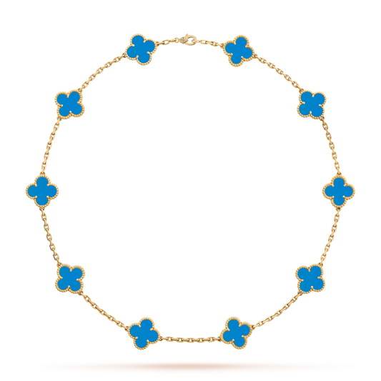 [OAK JURI]CLOVER 10 MOTIFS BLUE AGATE NECKLACE