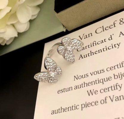 [OAK JURI]TWIN SILVER BUTTERFLY DIAMOND RING