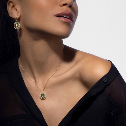 [OAK JURI]LUCKY MOVE 1 DIAMOND MALACHITE GOLD DIAMOND NECKLACE
