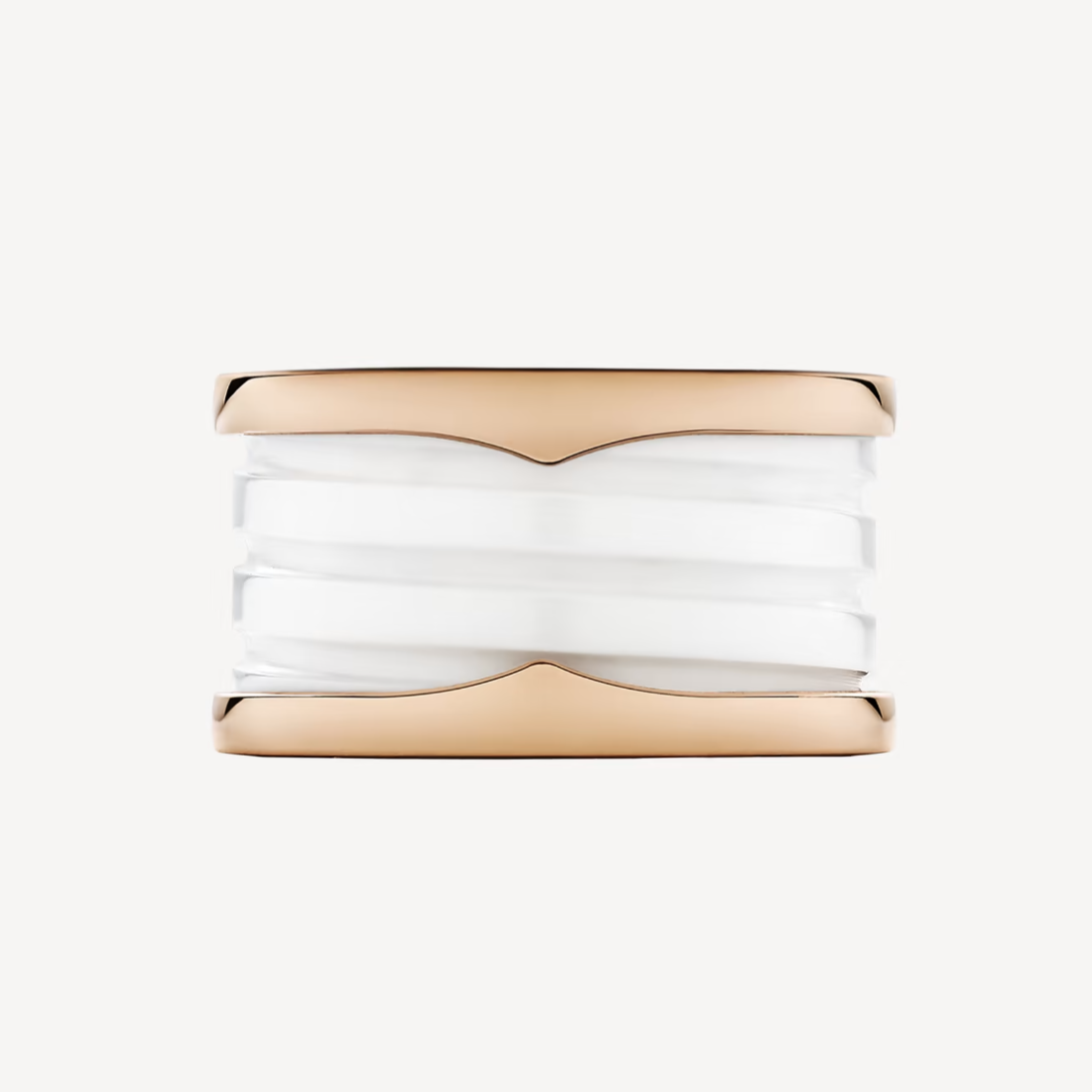 [OAK JURI]ZERO 1 FOUR-BAND LOOPS AND WHITE CERAMIC SPIRAL PINK GOLD RING