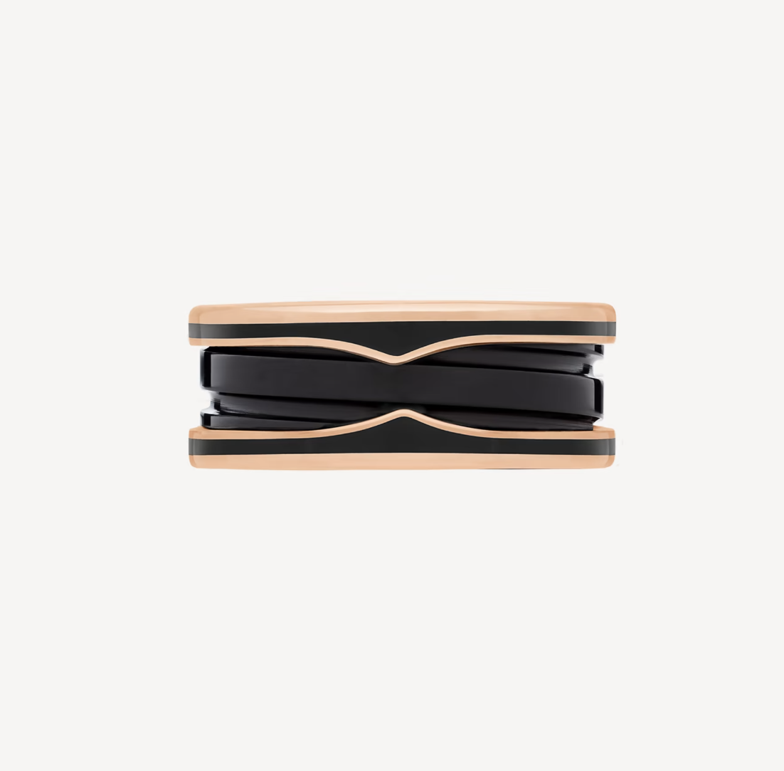 [OAK JURI]ZERO 1 TWO-BAND WITH MATTE BLACK CERAMIC PINK GOLD RING