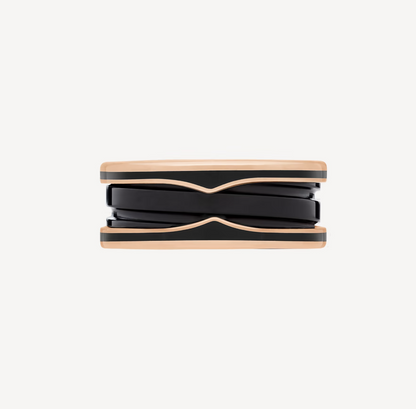 [OAK JURI]ZERO 1 TWO-BAND WITH MATTE BLACK CERAMIC PINK GOLD RING