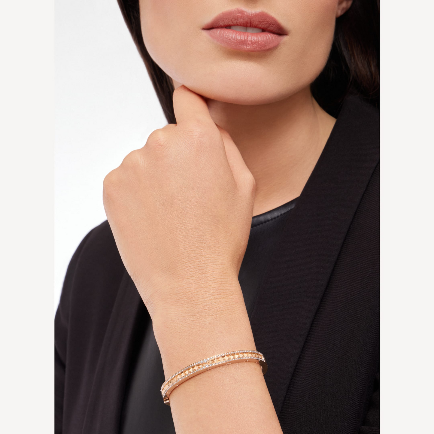 [OAK JURI]ZERO 1 SPIRAL AND PAVED DIAMOND PINK GOLD BRACELET