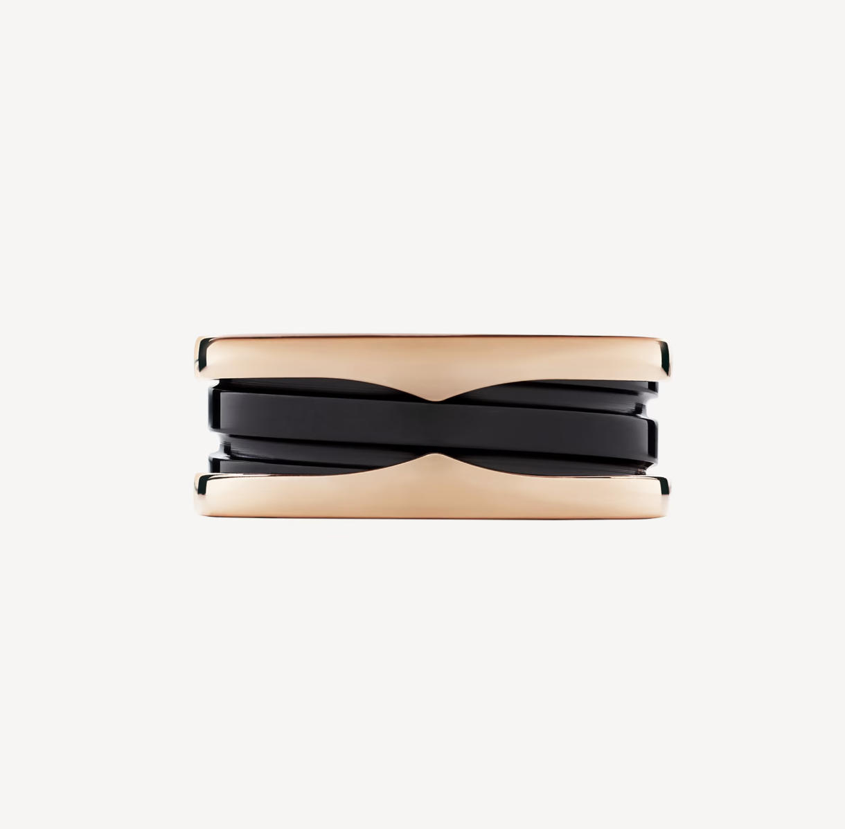 [OAK JURI]ZERO 1 TWO-BAND LOOPS AND BLACK CERAMIC PINK GOLD RING
