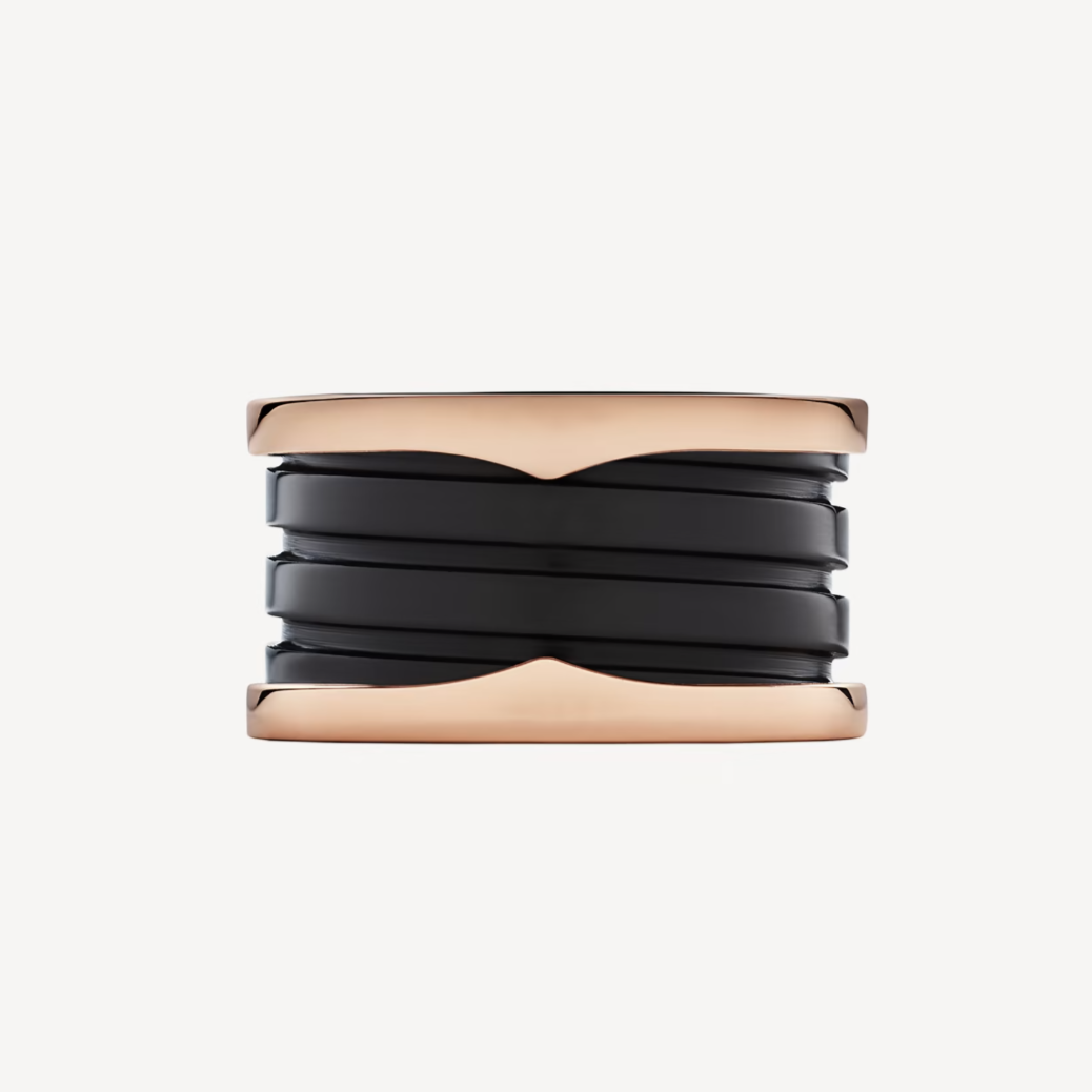 [OAK JURI]ZERO 1 FOUR-BAND LOOPS AND BLACK CERAMIC SPIRAL PINK GOLD RING