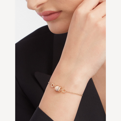 [OAK JURI]ZERO 1 SOFT PINK GOLD WITH PAVED DIAMONDS ON THE SPIRAL BRACELET