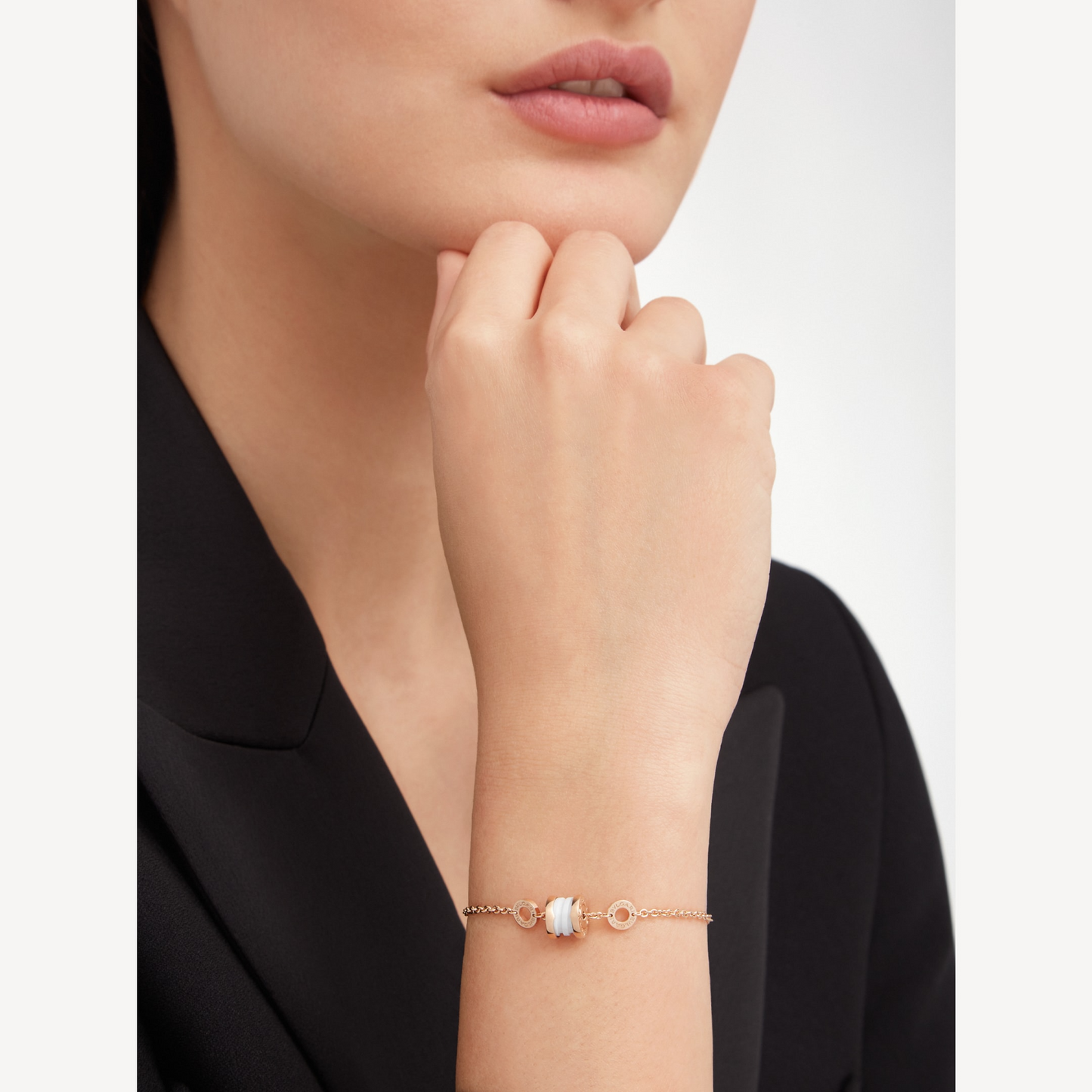 [OAK JURI]ZERO 1 SOFT PINK GOLD AND WHITE CERAMIC BRACELET